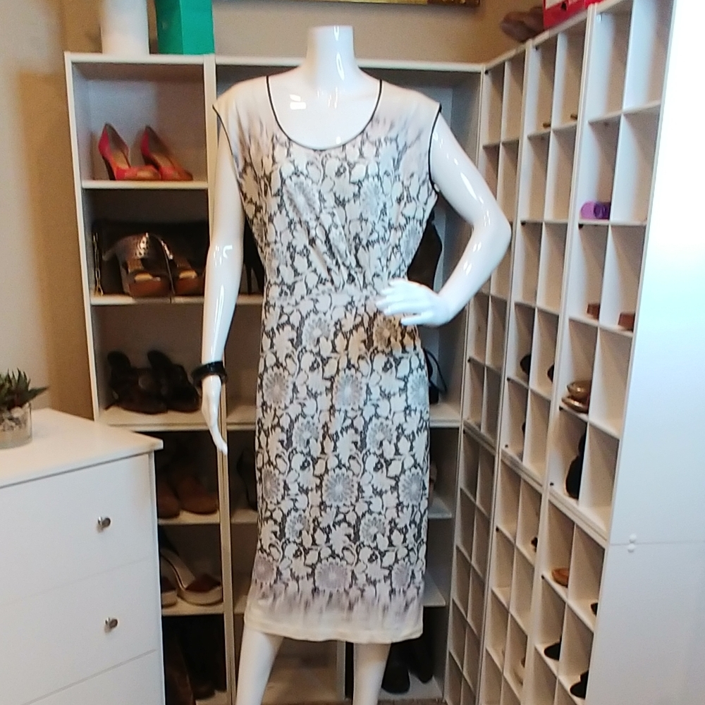 CLEMENTS RIBEIRO PRINT SLEEVELESS DRESS 10 - Picture 2 of 9
